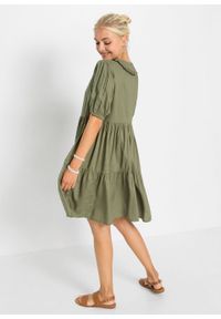 Sukienka z zaokrąglonym kołnierzykiem, z przyjaznej dla środowiska wiskozy bonprix oliwkowy. Kolor: zielony. Materiał: wiskoza. Długość: mini #6