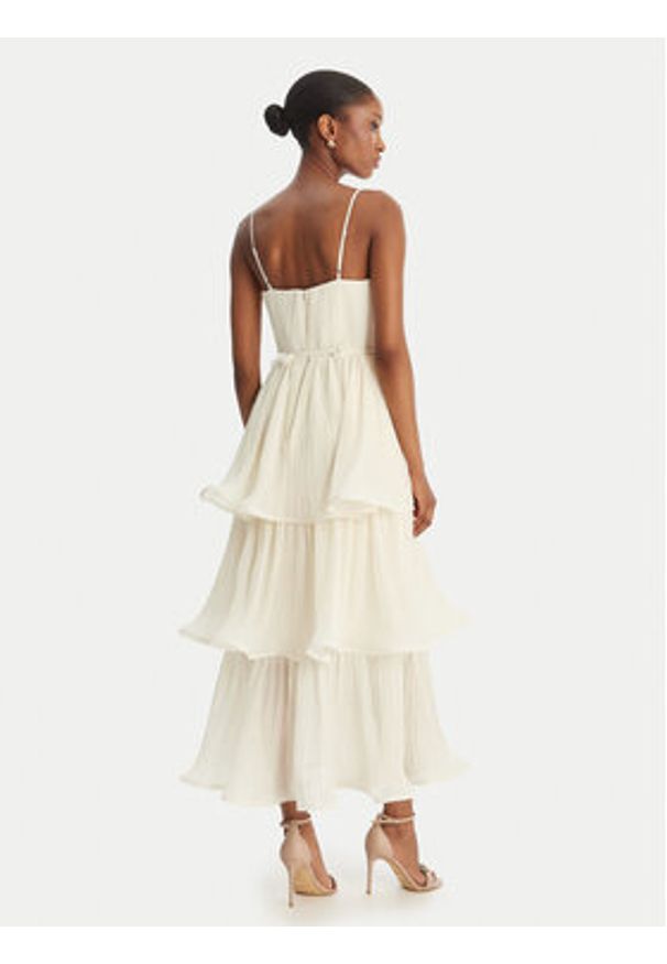 Guess Sukienka koktajlowa W6GKA GW2584 Écru Regular Fit. Materiał: syntetyk. Styl: wizytowy