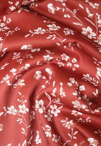 Renee - Bordowa Sukienka Midi w Kwiaty ze Ściągaczem Glledia. Kolor: czerwony. Długość rękawa: na ramiączkach. Wzór: kwiaty. Sezon: lato. Długość: midi #5