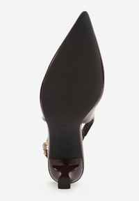 Born2be - Brązowe Szpilki VICES z Odkrytą Piętą i Elegancką Aplikacją przy Pasku Naterena. Okazja: na co dzień. Zapięcie: pasek. Kolor: brązowy. Materiał: jeans. Wzór: aplikacja. Obcas: na szpilce. Styl: elegancki #6