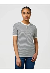 Wrangler - DAMSKA KOSZULKA WRANGLER FEMME KNIT HENLEY NAVY 112370742. Typ kołnierza: typu henley #1