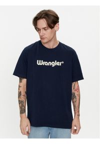 Wrangler T-Shirt Logo 112350524 Granatowy Regular Fit. Kolor: niebieski. Materiał: bawełna