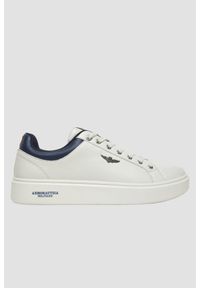 Aeronautica Militare - AERONAUTICA MILITARE Białe sneakersy męskie skórzane, Rozmiar 44. Okazja: na co dzień. Kolor: biały. Materiał: skóra #2