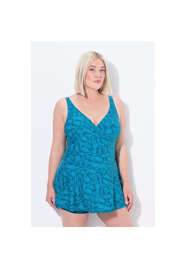 ULLA POPKEN - Damski Strój kąpielowy muszelki miękkie miseczki okrągły dekolt z recyklingu. Kolekcja: plus size. Kolor: zielony. Materiał: poliester, elastan, poliamid, materiał