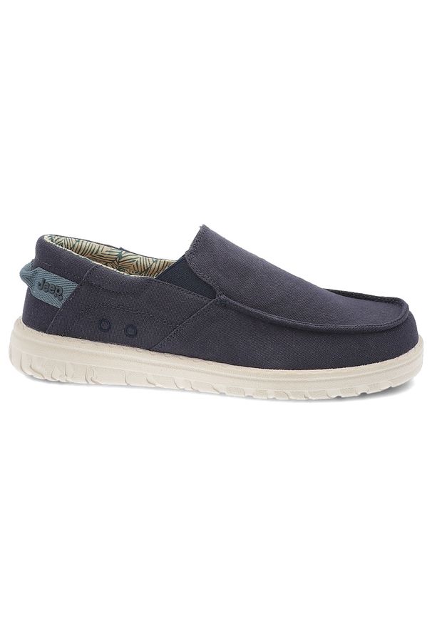 Granatowe Półbuty Jeep Stylowe Wsuwane Obuwie Męskie. Okazja: na spacer, na co dzień. Zapięcie: bez zapięcia. Kolor: niebieski. Materiał: jeans, guma. Sezon: lato. Styl: elegancki