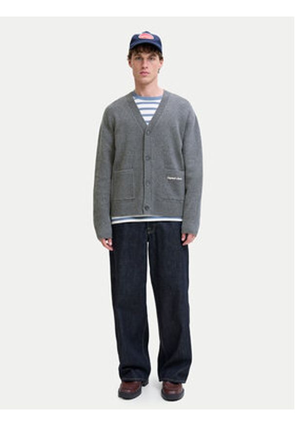 Jack & Jones Kardigan Norrebro 12282732 Szary Loose Fit. Kolor: szary. Materiał: bawełna
