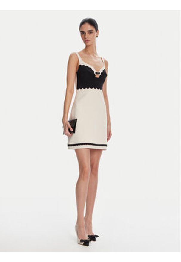 Elisabetta Franchi Sukienka koktajlowa AB70352E2 Beżowy Regular Fit. Kolor: beżowy. Materiał: syntetyk. Styl: wizytowy