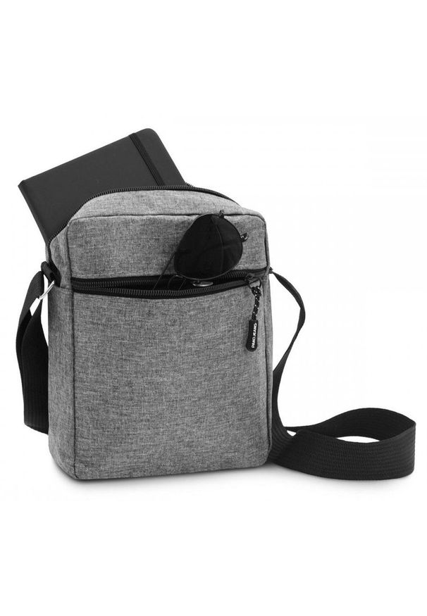 Męska Torebka Na Ramię - (Listonoszka) - Pako Jeans - Szara. Kolor: szary. Materiał: poliester