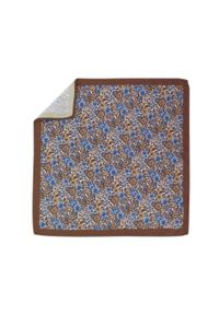 Adam Collection - Brązowo-niebieska poszetka w kwiaty E317. Kolor: brązowy, wielokolorowy, niebieski. Wzór: kwiaty #1