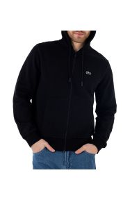 Bluza Lacoste Kangaroo Pocket Colour-Block SH9626-031 - czarna. Okazja: na co dzień. Typ kołnierza: kaptur. Kolor: czarny. Materiał: poliester, bawełna, materiał. Wzór: aplikacja, haft. Styl: klasyczny, casual, street #1