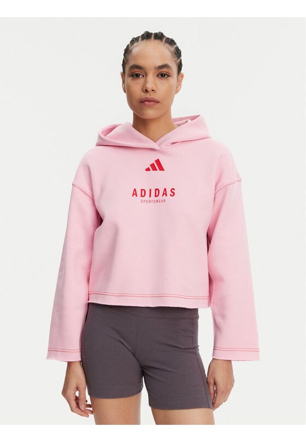 Adidas - adidas Bluza ALL SZN Graphic JJ4519 Różowy Loose Fit. Kolor: różowy. Materiał: bawełna