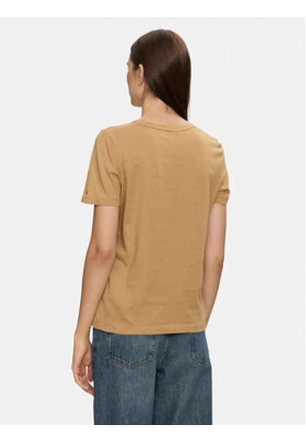 TOMMY HILFIGER - Tommy Hilfiger T-Shirt Logo WW0WW40276 Beżowy Regular Fit. Kolor: beżowy. Materiał: bawełna