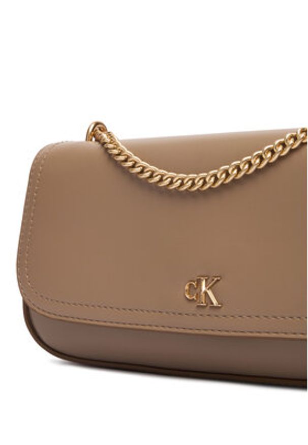 Calvin Klein Torebka Ck Convertible Chain Small Bag LV04F3172G Beżowy. Kolor: beżowy. Materiał: skórzane