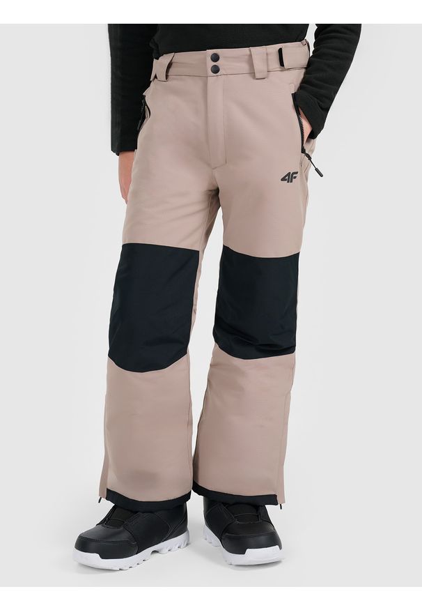 4f - 4F Spodnie snowboardowe membrana 10000 chłopięce - brązowe 122 (6-7 lat). Kolor: brązowy. Materiał: materiał, poliester. Sezon: lato. Sport: snowboard