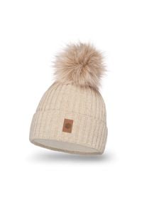 Zimowa czapka damska PaMaMi - Beżowy. Kolor: beżowy. Materiał: akryl. Sezon: zima #1