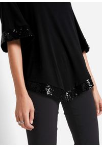 bonprix - Tunika shirtowa z cekinami. Kolor: czarny