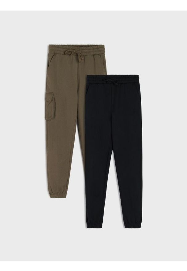 Sinsay - Spodnie cargo i jogger 2 pack - zielony. Kolor: zielony