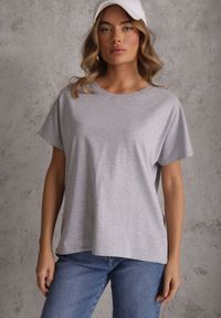 Renee - Szary T-shirt Basic Oversize z Bawełny Elusis. Okazja: na co dzień. Kolor: szary. Materiał: bawełna. Styl: casual, elegancki #3