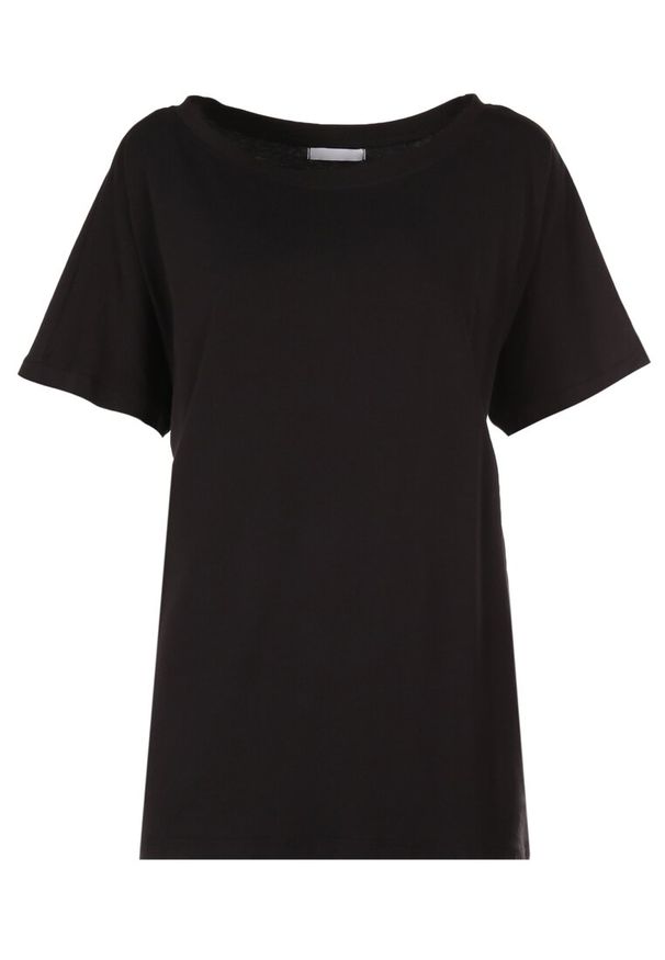 Born2be - Czarny T-shirt Ammi. Kolor: czarny. Materiał: dzianina, bawełna, elastan. Długość rękawa: krótki rękaw. Długość: krótkie