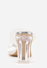 Renee - Srebrne Klapki z Ozdobą na Duży Palec z Transparentnymi Elementami Wylinney. Kolor: srebrny. Materiał: jeans. Wzór: aplikacja. Sezon: lato. Styl: elegancki #2