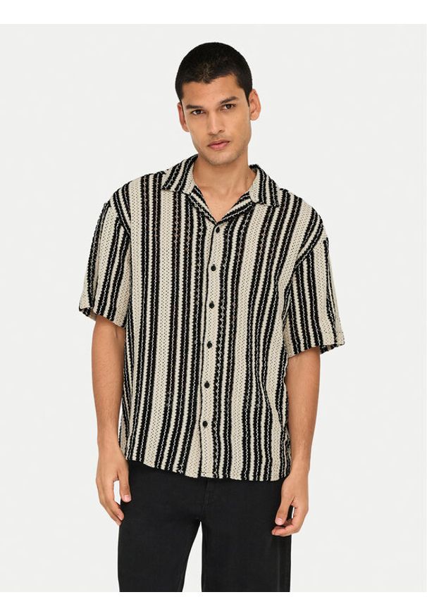 Only & Sons Koszula Dani 22030511 Beżowy Regular Fit. Kolor: beżowy. Materiał: syntetyk, bawełna