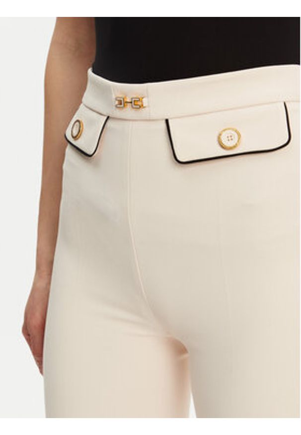 Elisabetta Franchi Spodnie materiałowe PA-T71-51E2-V360 Écru Regular Fit. Materiał: syntetyk