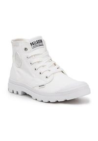 Buty do chodzenia męskie Palladium Pampa HI. Wysokość cholewki: za kostkę. Zapięcie: sznurówki. Kolor: biały. Materiał: materiał, syntetyk. Szerokość cholewki: normalna. Sport: turystyka piesza