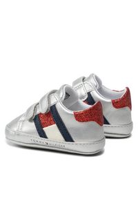 TOMMY HILFIGER - Tommy Hilfiger Półbuty Velcro Shoe Silver T0A4-32110-1070 Srebrny. Kolor: srebrny. Materiał: skóra