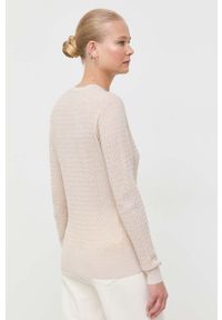 Armani Exchange sweter z domieszką wełny damski kolor złoty lekki. Kolor: złoty. Materiał: wełna. Styl: klasyczny #4