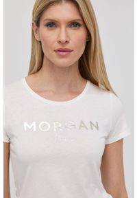 Morgan t-shirt damski kolor biały. Okazja: na co dzień. Kolor: biały. Materiał: bawełna, dzianina. Wzór: nadruk. Styl: casual #2