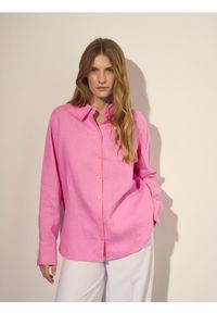 Reserved - Lniana koszula - różowy. Kolor: różowy. Materiał: len #1