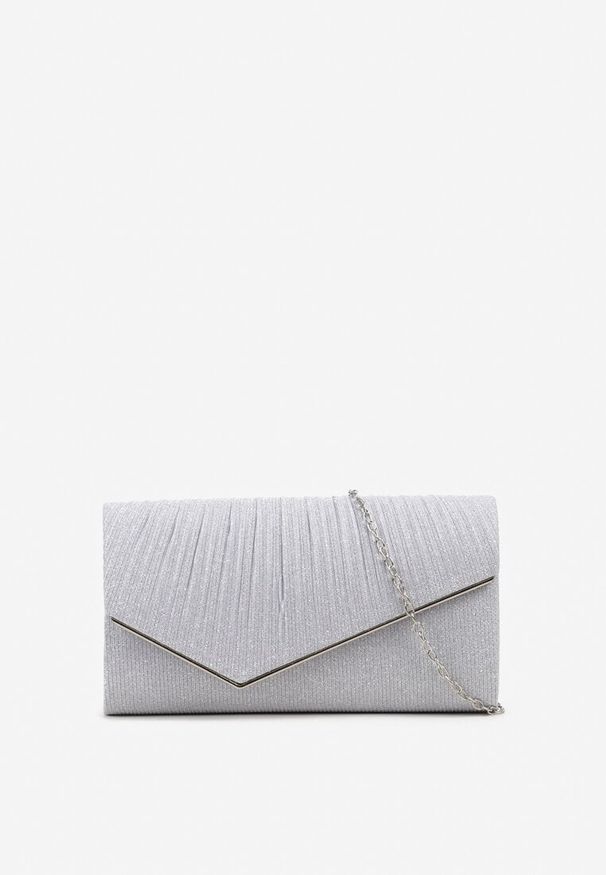 Born2be - Srebrna Brokatowa Torebka Kopertówka z Dodatkowym Łańcuszkiem Emilorael. Kolor: srebrny. Styl: glamour, klasyczny, casual. Rodzaj torebki: na ramię