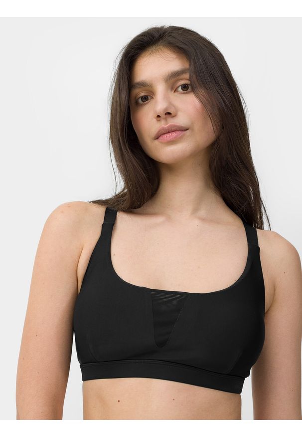 4f - 4F Góra od bikini z materiałów z recyklingu damska S. Kolor: czarny. Materiał: materiał