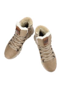 Brązowe Botki Rieker Ocieplane Obuwie Damskie. Okazja: na spacer, na co dzień. Kolor: beżowy. Materiał: skóra ekologiczna. Szerokość cholewki: normalna. Obcas: na obcasie. Styl: casual, elegancki, klasyczny. Wysokość obcasa: średni #7