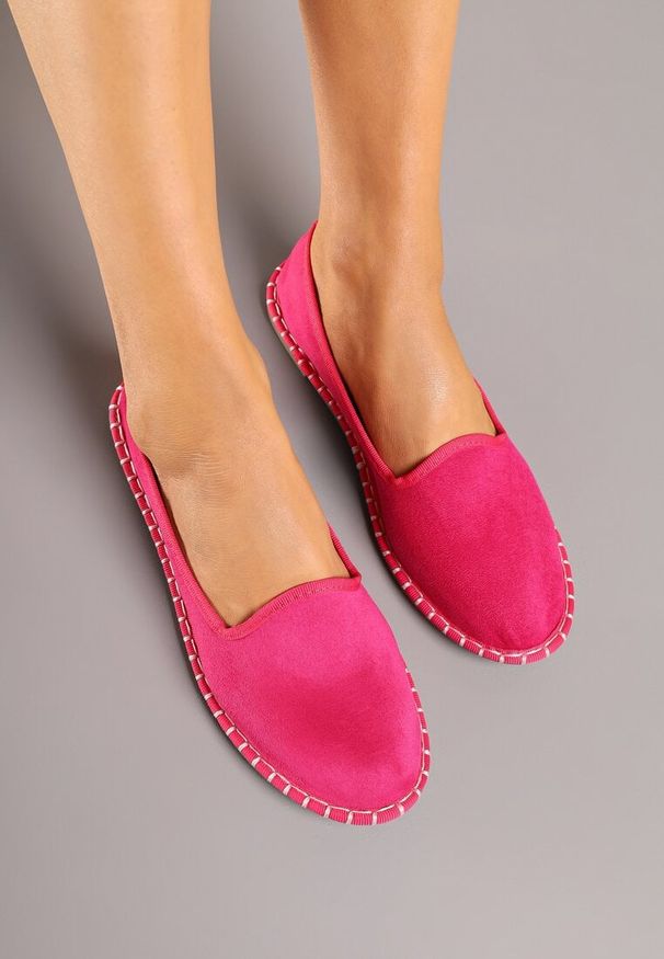 Renee - Fuksjowe Espadryle Balerinki z Przeszyciami Firalissea. Okazja: na co dzień. Kolor: różowy. Sezon: lato. Obcas: na obcasie. Styl: klasyczny, elegancki, casual. Wysokość obcasa: niski
