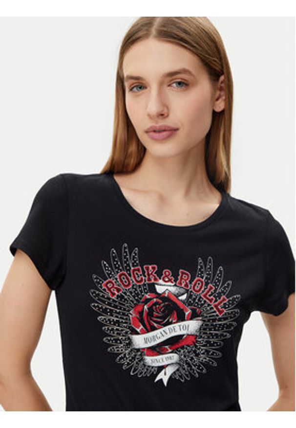 Morgan T-Shirt 251-DREBEL Czarny Regular Fit. Kolor: czarny. Materiał: bawełna