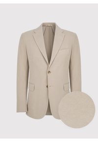 Pako Lorente - PAKO LORENTE – Beżowa marynarka z dzianiny. Kolor: beżowy, niebieski. Materiał: dzianina. Sezon: wiosna #4