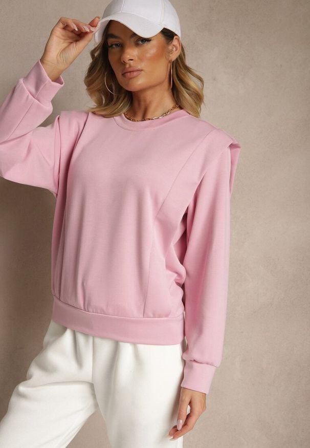 Renee - Różowa Bluza z Wiskozą z Szerokimi Ramionami Alioris. Okazja: na co dzień. Kolor: różowy. Materiał: wiskoza. Styl: casual, elegancki