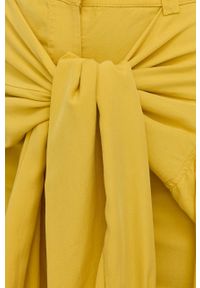 Diesel Sukienka kolor żółty mini rozkloszowana. Kolor: żółty. Materiał: tkanina, jedwab, materiał, lyocell. Wzór: gładki. Typ sukienki: asymetryczne, rozkloszowane. Długość: mini #5