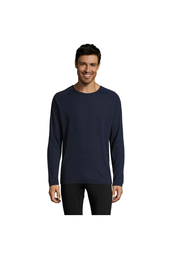 SOL'S - Męska Koszulka Sportowa Z Długim Rękawem. Kolor: niebieski. Długość rękawa: długi rękaw. Długość: długie. Sport: turystyka piesza