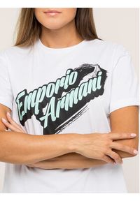 Emporio Armani T-Shirt 6G2T6A 2JQAZ 0100 Biały Regular Fit. Kolor: biały. Materiał: bawełna