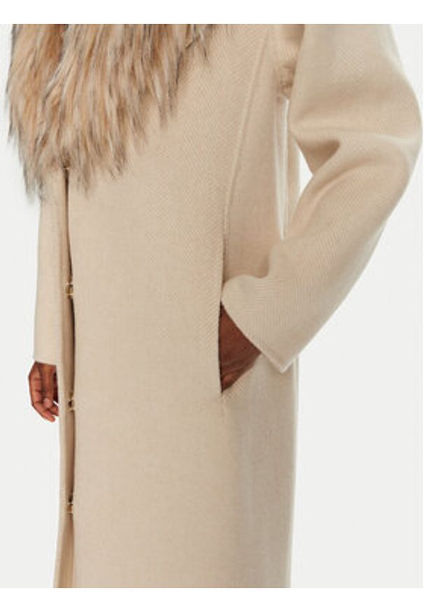 Luisa Spagnoli Płaszcz wełniany Supplica 541206 Beżowy Regular Fit. Kolor: beżowy. Materiał: wełna, syntetyk