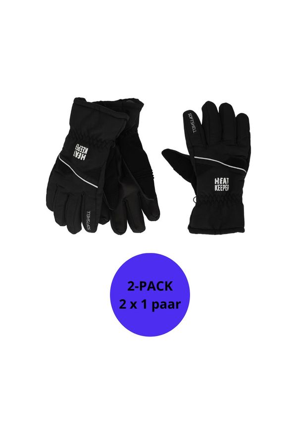 HEAT KEEPER - Męskie rękawice narciarskie 2 pary. Kolor: czarny. Materiał: poliamid. Sezon: zima. Sport: narciarstwo