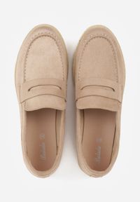 Born2be - Ciemnobeżowe Mokasyny Ozdobione Plecionką Fennata. Kolor: beżowy. Wzór: aplikacja. Styl: klasyczny, boho #5