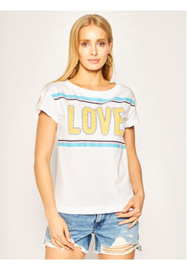 Love Moschino - T-Shirt LOVE MOSCHINO. Kolor: biały