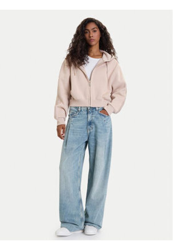 Guess Bluza V5BQ11 KB681 Beżowy Oversize. Kolor: beżowy. Materiał: bawełna