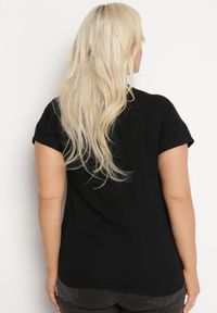 Born2be - Czarna Bawełniana Bluzka z Guzikami i Ozdobną Siateczką Doriale. Okazja: na co dzień. Kolor: czarny. Materiał: bawełna. Styl: klasyczny, casual #5