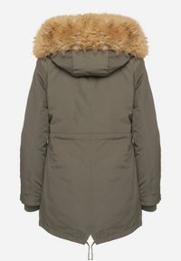 Born2be - Ciemnozielona Zimowa Kurtka Parka z Odpinanym Futerkowym Zdobieniem i Kapturem Sialinnea. Okazja: na co dzień, na spacer. Kolor: zielony. Materiał: dzianina, jeans, futro. Wzór: aplikacja. Sezon: zima. Styl: elegancki, casual #4