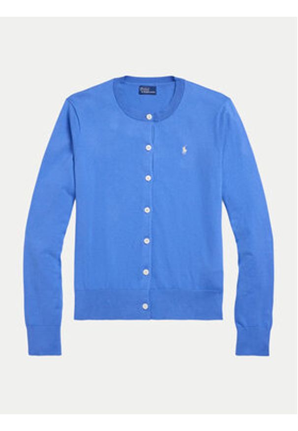 Polo Ralph Lauren Kardigan 211891672025 Niebieski Regular Fit. Typ kołnierza: polo. Kolor: niebieski. Materiał: bawełna