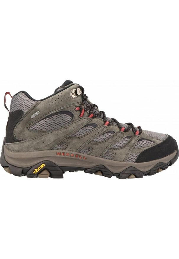 Buty trekkingowe męskie Merrell Moab 3 Mid Gtx. Kolor: wielokolorowy, szary, brązowy. Materiał: tkanina, skóra, materiał, syntetyk. Technologia: Gore-Tex. Sport: turystyka piesza